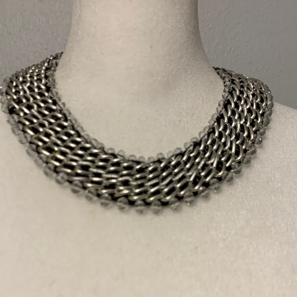 NWOT Chico's Silver and Black Woven Necklace